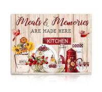 Dazzlewall Arte de Pared de Cocina Rústica de Granja, Vintage Kitchenware Cuadros Florales Retro Flores de Cocina Signo de Arte para Comedor, 12x16 Pulgadas Sin Marco