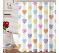 Dazzlewall Cortina de Ducha San Valentín, Romántico Colorido Caramelo Amor Corazón Cortina de Baño para Baño, Impermeable Antimoho Poliéster con 12 Ganchos, 180 x 180 cm