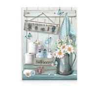 Dazzlewall Decoración Rústica de Baño, Cuadros de Flores y Mariposas, Señal de Lávate las Manos Póster para Baño 30x40 cm Sin Marco