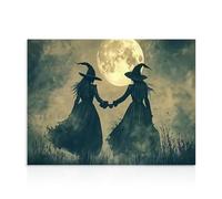 Dazzlewall Impresión de Arte de Pared de Halloween, Arte de Luna de Brujas Góticas Impresión de Póster de Halloween para el Dormitorio del Hogar, 40x30 cm Sin Marco