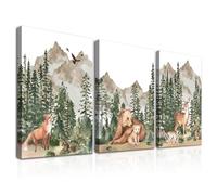 Dazzlewall Juego de 3 Pósters de Animales, Póster de Animales del Bosque en Acuarela para la Decoración de la Habitación 30x40 cm Enmarcado