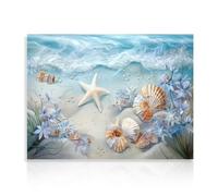 Dazzlewall Olas del Océano Lienzo de Pared de Arte Conchas de Mar y Estrellas de Mar Cuadro Océano Playa Imprimir Cartel para Baño Dormitorio Sala de Estar 30x40 cm Sin Marco