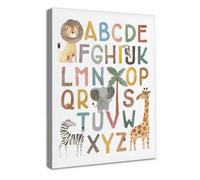 Dazzlewall Póster Alfabeto Boho Safari, Decoración Infantil con Animales para Habitación Infantil Sala 30×40 cm Enmarcado