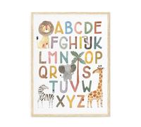 Dazzlewall Póster Alfabeto Boho Safari, Decoración Infantil con Animales para Habitación Infantil Sala 30×40 cm Sin Marco