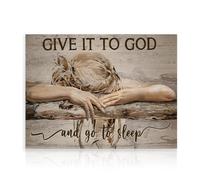 Dazzlewall Póster Cristiano Dale a Dios y Duerme, Decoración Inspiradora para Dormitorio Femenino Residencia 30×40 cm Sin Marco