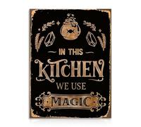 Dazzlewall Póster de Arte de Pared de Cocina Rústica, Vintage Usamos Magic Crucible Halloween, Decoración de Pared de Comedor Envejecida 30x40 cm Sin Marco
