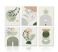 Dazzlewall Sage Green Boho Wall Decor Póster Minimalista Abstracto Geométrico Póster de Pared para Dormitorio Sala de Estar 8x10 in Sin Marco Set de 6
