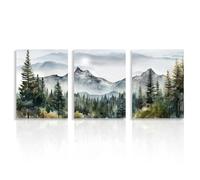 Dazzlewall Set de 3 Acuarelas Bosque, Acuarela Bosque Pintura, Naturaleza Paisaje Póster para Oficina Dormitorio Salón Decoración 30x40 cm Sin Marco