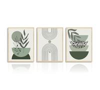 Dazzlewall Verde Salvia Boho Wall Decor Póster Geométrico Abstracto Póster de Pared para Dormitorio Sala de Estar 12x16 in Sin Marco Set de 3