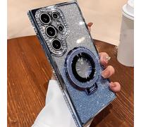 Dazzling Folding Bracket That Sparkles Phone Case Cover for Samsung, Sparkling Dazzle Folding Stand Cases (Blue,S23)