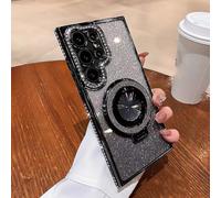 Dazzling Folding Bracket That Sparkles Phone Case Cover for Samsung, Sparkling Dazzle Folding Stand Cases (Black,S22 Plus)