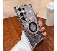 Dazzling Folding Bracket That Sparkles Phone Case Cover for Samsung, Sparkling Dazzle Folding Stand Cases (Silver,S23 Plus)