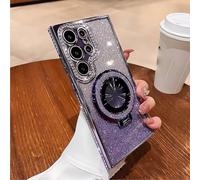Dazzling Folding Bracket That Sparkles Phone Case Cover for Samsung, Sparkling Dazzle Folding Stand Cases (Purple,S22)