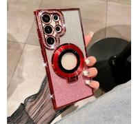 Dazzling Folding Bracket That Sparkles Phone Case Cover for Samsung, Sparkling Dazzle Folding Stand Cases (Red,S23 Ultra)