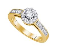 Dazzlingrock Collection Anillo de compromiso solitario de 0,52 quilates con diamante redondo de 1/2 quilates, oro amarillo de 14 quilates, Oro amarillo Diamante blanco Oro amarillo, Diamante