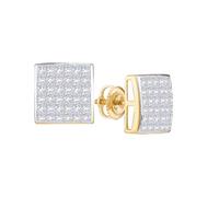 Dazzlingrock Collection Aretes cuadrados de diamantes de princesa de 1,07 quilates (quilates), oro amarillo de 14 quilates, Diamante Oro amarillo, Diamante