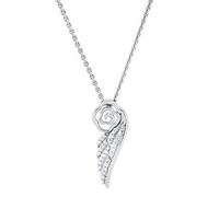 DazzlingRock Collection Colgante redondo de 0,12 quilates con forma de ala de ángel con diamante blanco redondo con cadena de plata de ley 925 de 18 pulgadas para ella, 18 inch Silver Chain, Plata de