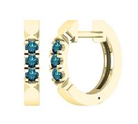 Dazzlingrock Collection Pendientes de aro de 3 piedras para mujer, disponibles en varios diamantes redondos, piedras preciosas y metal en oro de 10 quilates, 14 quilates y 18 quilates y plata de ley