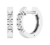 Dazzlingrock Collection Pendientes de aro de 3 piedras para mujer, disponibles en varios diamantes redondos, piedras preciosas y metal en oro de 10 quilates, 14 quilates y 18 quilates y plata de ley
