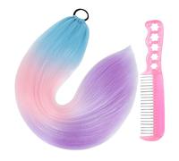 DAZZLUXE 1 cola de caballo con 1 peine de acero antiestático, coloridas extensiones de pelo de cola de caballo, diadema trenzada, peluca de moda para niñas y mujeres.