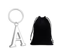 DAZZLUXE 1 llavero con letra A, 1 bolsa de almacenamiento, llavero para niños, llavero con iniciales, llavero con colgante, plata, ca. 1 cm breit, 2 cm lang