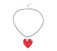 DAZZLUXE 1 pieza amor clavícula cadena retro collar colgante en forma de corazón collar melocotón corazón collar mujer collar rojo en forma de corazón adecuado para cumpleaños, fiestas, bailes, Resina