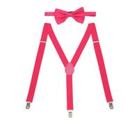 DAZZLUXE 1 tirantes, 1 pajarita, tirantes para hombres y mujeres, tirantes rosados, juego de corbatas con tirantes, tirantes ajustables, accesorios de color rosa, accesorios de carnaval (rosa), Rosa.,