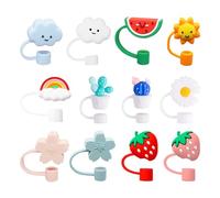 DAZZLUXE 12 Tapas a Prueba de Polvo Con Bolsa de Almacenamiento, Bonitas Tapas de Paja de Dibujos Animados, Tapones Reutilizables