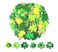 DAZZLUXE 160 pegatinas de trébol con purpurina y 80 adhesivos de trébol de un solo color, decorativas, para bricolaje, fiestas y cumpleaños, adecuadas para todas las edades