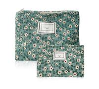 DAZZLUXE 2 bolsas de cosméticos, práctico neceser de viaje, bolsa de cosméticos, bolsa de almacenamiento, bolso pequeño, juego de bolsa de cosméticos para mujer, color verde, verde, Retro