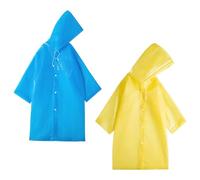 DAZZLUXE 2 chubasqueros para niños, chubasquero impermeable, chubasquero reutilizable, poncho para niños y niñas, funda de lluvia EVA transpirable (azul, amarillo), azul/amarillo, 60-68