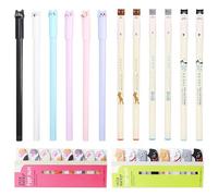 DAZZLUXE 2 notas de mensaje, 6 bolígrafos de gel de 0,5 mm, 6 lápices de punta de gato de 0,38 mm, bolígrafos dulces, papel de notas de gato, bolígrafos de gel para gatos, lápices de escritura para