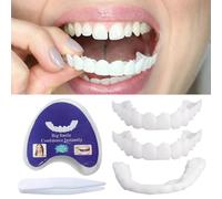 Dazzluxe 2 pares de carillas dentales a presión en la mandíbula superior e inferior, blanqueamiento cosmético de dientes falsos instantáneos para mujeres y hombres, protege tus dientes y sigue siendo