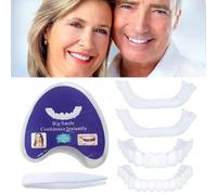 Dazzluxe 2 pares de carillas instantáneas dentaduras postizas a presión dientes falsos dientes temporales sonrientes carillas para cubrir dientes malos, dientes falsos superiores e inferiores para
