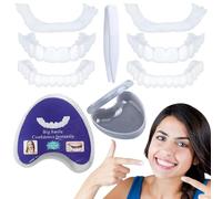 Dazzluxe 2 pares de dentaduras postizas instantáneas, clip cosmético temporal en carillas dentadas, dientes falsos naturales y cómodos para blanquear dientes falsos, dientes falsos superiores e