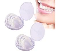Dazzluxe 2 pares de dientes falsos, dentaduras postizas cosméticas temporales con clip superior e inferior en carillas, dientes falsos de silicona para hombres y mujeres, cubren los dientes perdidos