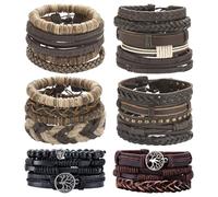 DAZZLUXE 24 pulseras para hombre, pulseras de piel para hombre, pulseras de moda, pulseras de cuerda para hombre, pulseras vikingas para hombre, pulseras personalizadas para cualquier ocasión, Cuero