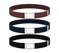 DAZZLUXE 3 cinturones infantiles, cintura elástica, cintura ajustable, cinturón deportivo, cinturón de campamento de verano, adecuado para uso diario, camping, montañismo (marrón, negro, azul marino),