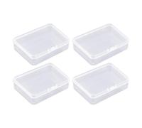 DAZZLUXE 4 cajas cuadradas transparentes, pequeñas cajas de almacenamiento con tapa, mini cajas de almacenamiento encajables, adecuadas para guardar joyas, joyas y piezas de manualidades.