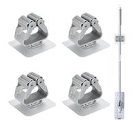 DAZZLUXE 4 ganchos para fregona, soporte para escobas sin necesidad de taladrar, soporte autoadhesivo (6 x 6 gris