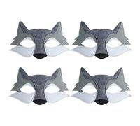 DAZZLUXE 4 máscaras de lobo gris, para animales, fieltro, fiesta infantil, semicara, accesorio