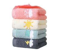 DAZZLUXE 4 toallas bordadas, toallas para niños, toallas faciales, toallas de dibujos animados, toallas de cara de algodón, juego de toallas de baño para niños, toallas de baño suaves para bebés (rosa