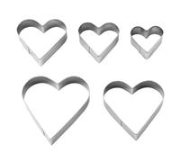 DAZZLUXE 5 Piezas Juego de Moldes en Forma de Corazón, Cortador de Galletas en Forma de Corazón, para Pasteles y Tartas, Plata