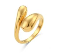 DAZZLUXE Anillo de Oro Ajustable para Mujer - Anillo de Gota para el Pulgar, Apilable - Caja de Joyas Incluida - Bisutería de Acero Inoxidable