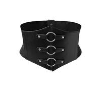 DAZZLUXE Cinturón ancho negro de piel - Corsé con cordones, elástico, vintage, accesorio de ropa para mujer, Negro , 60-80 cm