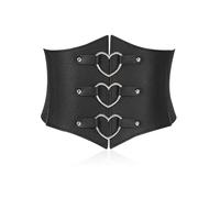 DAZZLUXE Cinturón Corsé ancho para mujer - Elástico vintage de piel negra - Accesorio de vestimenta - 65 x 17,5 cm, Negro , 65 * 17,5 cm