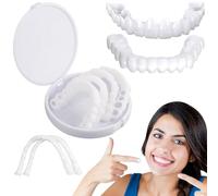 Dazzluxe Dientes postizos, clip de blanqueamiento temporal en carillas dentales, carillas cosméticas de dientes falsos superior e inferior, carillas dentales a presión para hombres y mujeres con