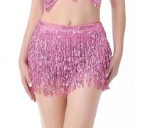 DAZZLUXE Falda de Lentejuelas Rosa con Purpurina y Flecos para Mujer