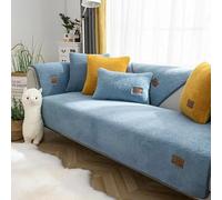 Dazzluxe Funda De Sofá De Vellón Sherpa, Cubre De Sofá Mullida De 1/2/3/4 Plazas, Fundas De Cojín De Sofá En Universales Antideslizantes, Protector De Muebles para Niños Y Mascotas, 90x70cm - Azul