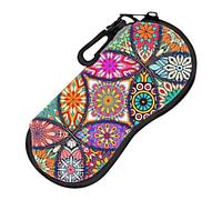 DAZZLUXE funda impresa para gafas, funda para gafas de sol, bolso portátil, estuche de moda, adecuado para viajes y negocios (17,9 x 8,5 cm), carbón, Talla única